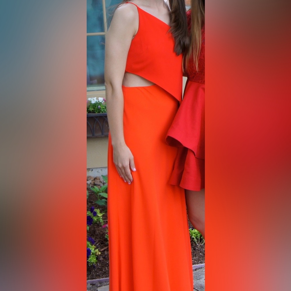 Jill Stuart Orange and Red Asymmetrical Cut Out Dress